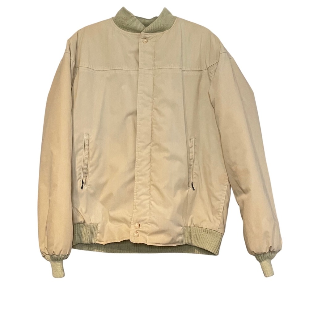 Catalina Varsity Jacket Mens Style Made USA Casual Outerwear Cream Bomber 44 L